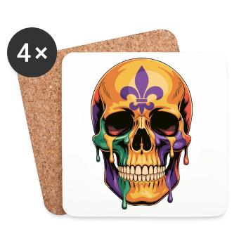 Chemise tête de mort Mardi Gras - Dessous de verre (lot de 4) - blanc - Devant
