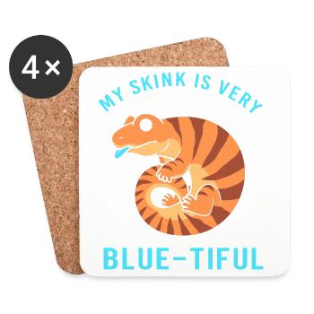 Langue bleue lézard - Dessous de verre (lot de 4) - blanc - Devant