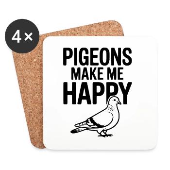 Pigeons Make Me Happy - Coasters (set of 4) - white - Front