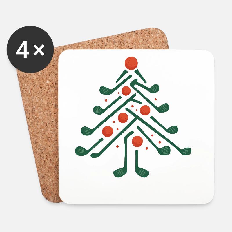 Weihnachten Golf Baum Golfen Urlaub Spaß - Untersetzer (4er-Set) - Weiß