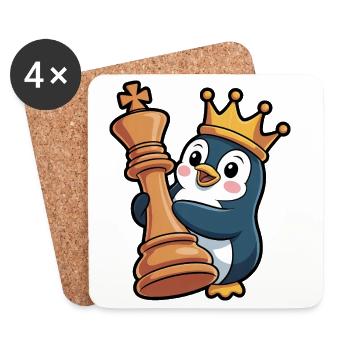 Cute Penguin Chess King Queen Brain Game - Coasters (set of 4) - white - Front