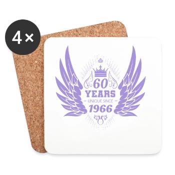 60 Years Unique Vintage Angel Crown Wings - Coasters (set of 4) - white - Front