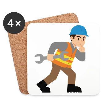 Construction site hero with wrench - Coasters (set of 4) - white - Front