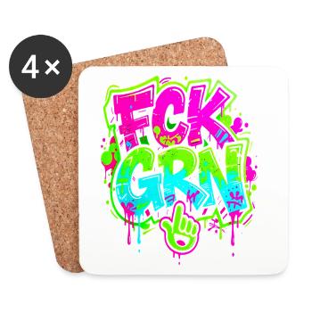 FCK GRN Graffiti  - Untersetzer (4er-Set) - Weiß - Vorne