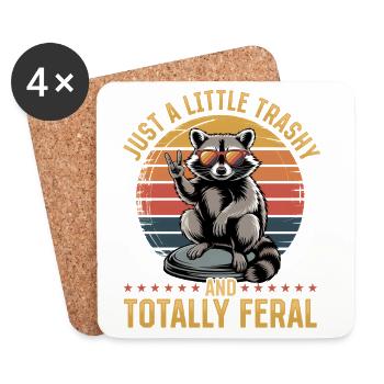 Funny Raccoon - Untersetzer (4er-Set) - Weiß - Vorne