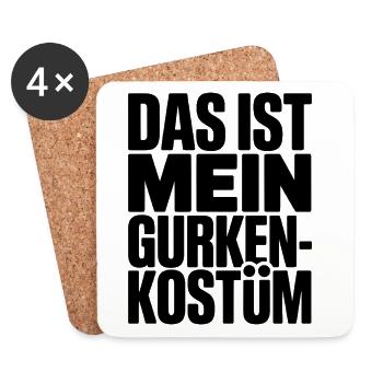 Gurke Das Ist Mein Gurken Kostüm Fasching Karneval - Untersetzer (4er-Set) - Weiß - Vorne