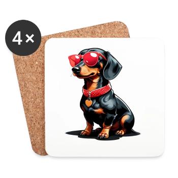 Cool dachshund with sunglasses - Coasters (set of 4) - white - Front