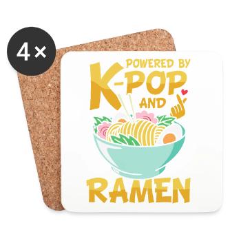 K-Pop Korean Pop Music Ramen Noodle Soup Japan - Coasters (set of 4) - white - Front