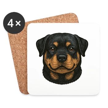 Süßer Rottweiler Welpe – Hunde Liebe Shirt - Untersetzer (4er-Set) - Weiß - Vorne