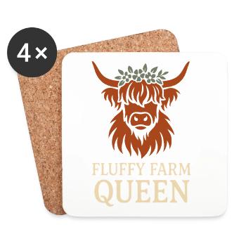 Vache des Highlands Rustique Animal Mignon - Dessous de verre (lot de 4) - blanc - Devant