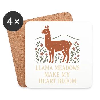 Cottagecore Llama Aesthetic Cute Farm Animal - Coasters (set of 4) - white - Front