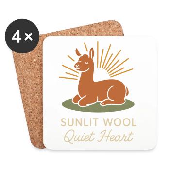 Cottagecore Llama Aesthetic Cute Farm Animal - Coasters (set of 4) - white - Front