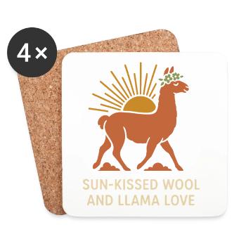 Cottagecore Llama Aesthetic Cute Farm Animal - Coasters (set of 4) - white - Front