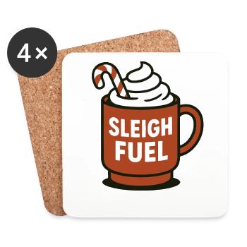 Schlitten Fuel Heiße Schokolade Becher Weihnachtsspaß - Untersetzer (4er-Set) - Weiß - Vorne