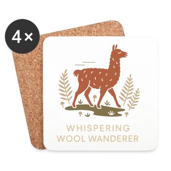 Cottagecore Llama Aesthetic Cute Farm Animal - Coasters (set of 4) - white - Front