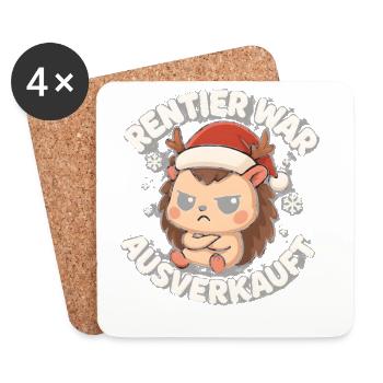 Weihnachten Spruch Humor Igel Lustig Rentier - Untersetzer (4er-Set) - Weiß - Vorne