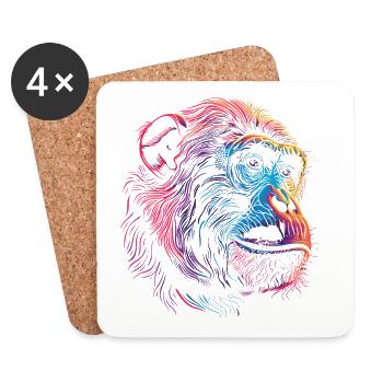 Singe Psychédélique Néon - Dessous de verre (lot de 4) - blanc - Devant