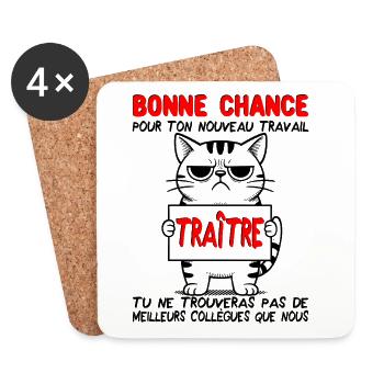Départ collègue travail nouvel emploi Traître - Dessous de verre (lot de 4) - blanc - Devant