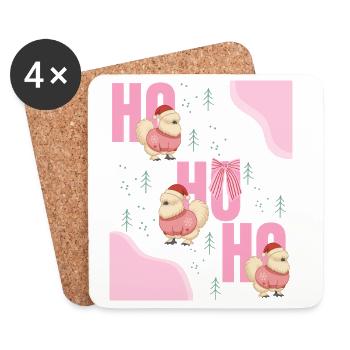 Poulet en soie Cadeaux de Noël Accessoires - Dessous de verre (lot de 4) - blanc - Devant