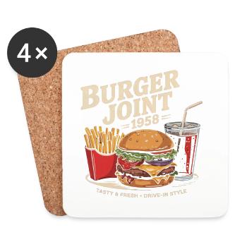 Vintage Diner Werbung - Burger Joint 1958 - Untersetzer (4er-Set) - Weiß - Vorne