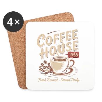 Vintage Kaffee Werbung - Untersetzer (4er-Set) - Weiß - Vorne