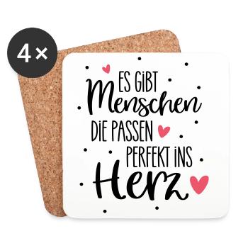 Il y a des gens qui s’intègrent parfaitement dans le cœur - Dessous de verre (lot de 4) - blanc - Devant