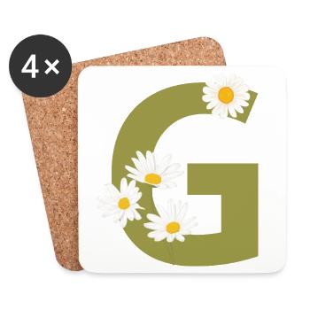 Letter g green daisies - Coasters (set of 4) - white - Front