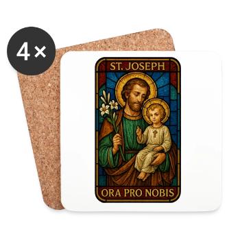 St Josef Ikon: Vater mit Kind - Untersetzer (4er-Set) - Weiß - Vorne
