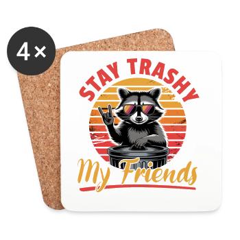 Funny Raccoon - Untersetzer (4er-Set) - Weiß - Vorne
