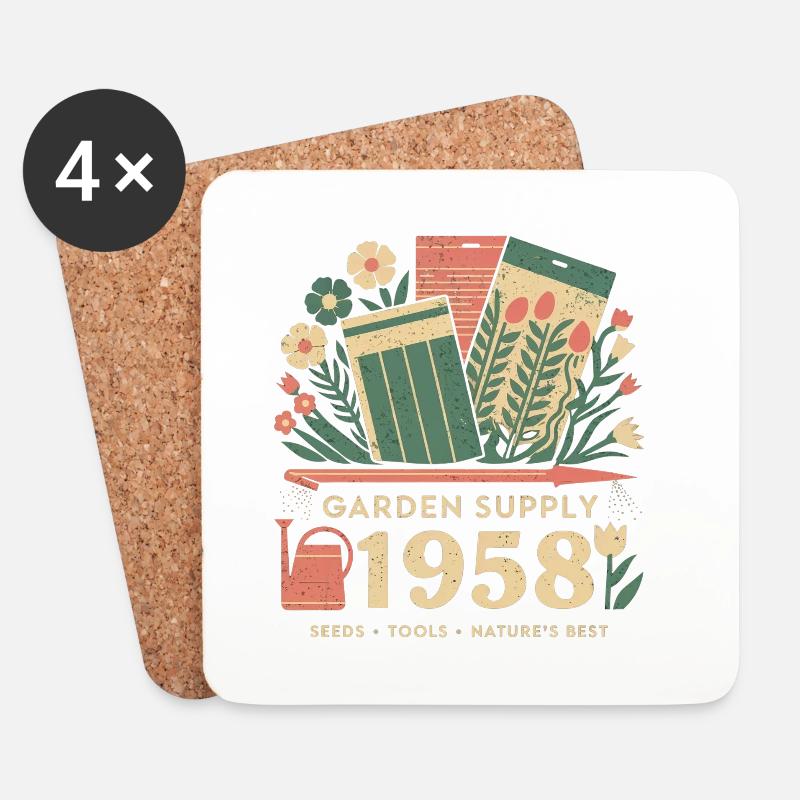 Vintage Garten Werbung - Untersetzer (4er-Set) - Weiß