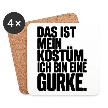 Gurke Das Ist Mein Gurken Kostüm Fasching Karneval - Untersetzer (4er-Set) - Weiß - Vorne