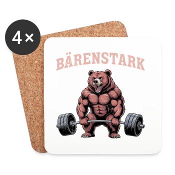 Weightlifter BÄRENSTARK Funny - Coasters (set of 4) - white - Front