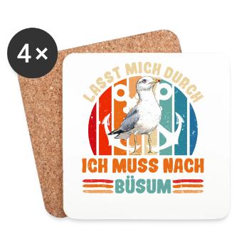 Mer du Nord LAISSEZ-MOI PASSER DOIT ALLER À BÜSUM Lustig - Dessous de verre (lot de 4) - blanc - Devant