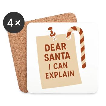 Cher Père Noël, je peux expliquer Noël drôle - Dessous de verre (lot de 4) - blanc - Devant