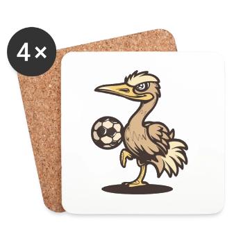 Pelikan mit Ball – Sportlicher Mascot - Untersetzer (4er-Set) - Weiß - Vorne