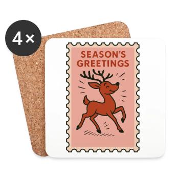 Weihnachtsgrüße Rentierstempel Urlaubsspaß - Untersetzer (4er-Set) - Weiß - Vorne