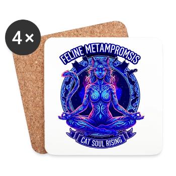 Cat Yoga - Cat Soul Rising - Mystical Tribal - Coasters (set of 4) - white - Front