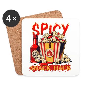 Popcorn with chilli sauce - Coasters (set of 4) - white - Front