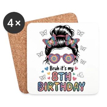 Bruh Es Ist Mein 8. Geburtstag Messy Bun - Untersetzer (4er-Set) - Weiß - Vorne