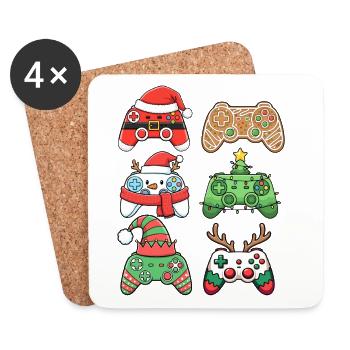 Gaming Controller Christmas Gamer Video Games  - Coasters (set of 4) - white - Front