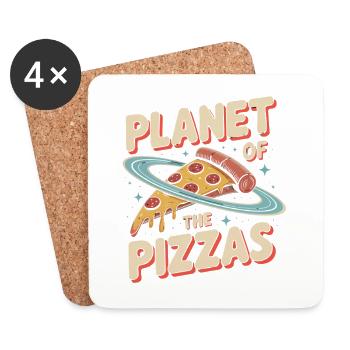 Planet of the Pizzas - Retro Pizza - Coasters (set of 4) - white - Front