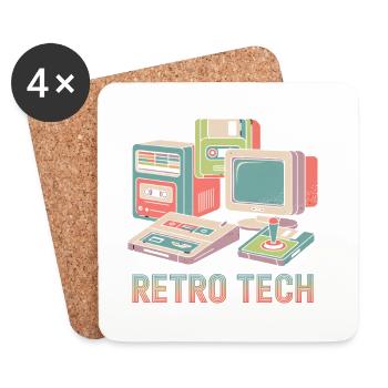 Retro Technik - Untersetzer (4er-Set) - Weiß - Vorne