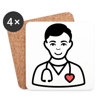 Friendly Doctor | Medicine with a heart - Coasters (set of 4) - white - Front
