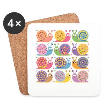  Buntes Kawaii Schnecken Muster Pastellfarben - Untersetzer (4er-Set) - Weiß - Vorne