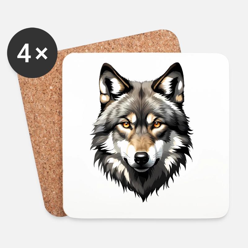 Wolfskopf Portrait - Untersetzer (4er-Set) - Weiß