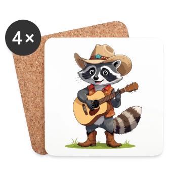 Waschbär Ranchero - Untersetzer (4er-Set) - Weiß - Vorne