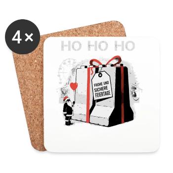 HO HO HO Noël joyeux et en toute sécurité - Dessous de verre (lot de 4) - blanc - Devant