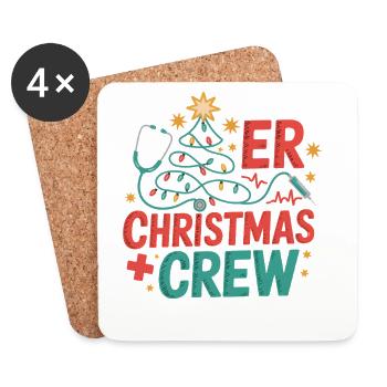 Équipe de Noël des urgences - Dessous de verre (lot de 4) - blanc - Devant