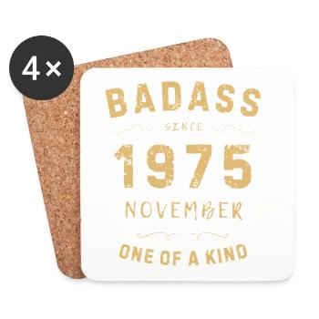 Badass 1975 November - Untersetzer (4er-Set) - Weiß - Vorne