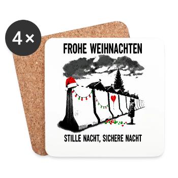 Silent Night, Safe Night - Christmas satire - Coasters (set of 4) - white - Front